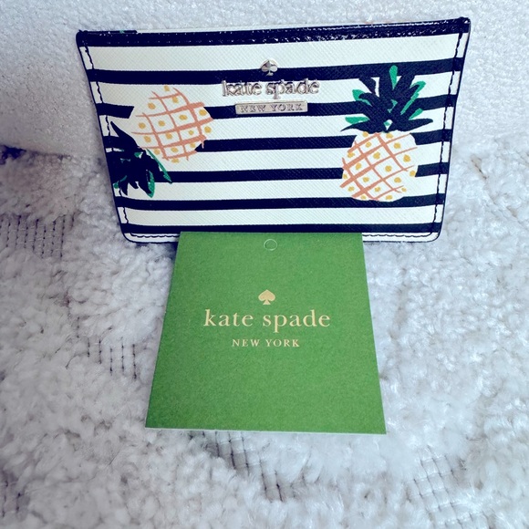 kate spade Handbags - KATE SPADE Pineapple Card Case Cameron Street Striped Leather Card Holder NWT